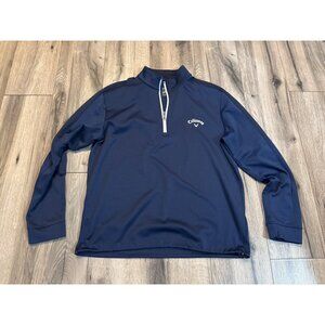 Callaway Mens Weather-Series Navy Blue Half-Zip Pullover Golf Jacket Size L Poly